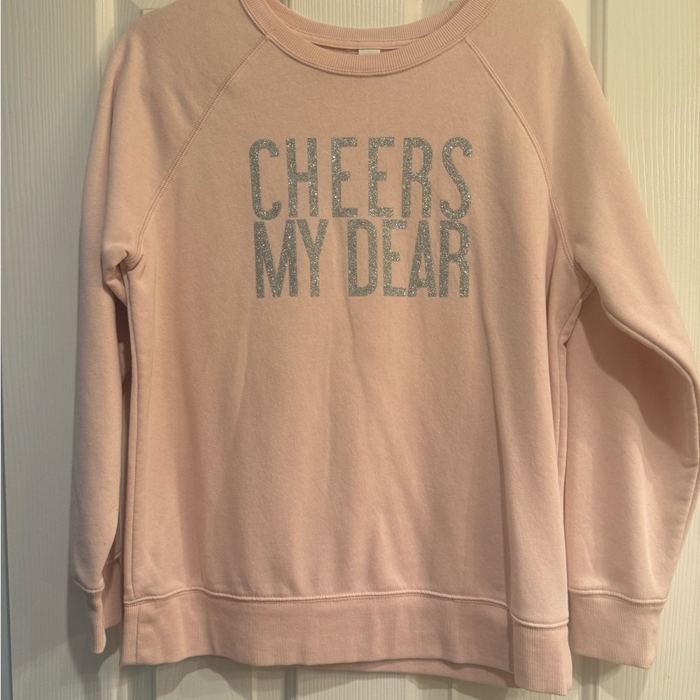 Pink Sweater with Silver Text